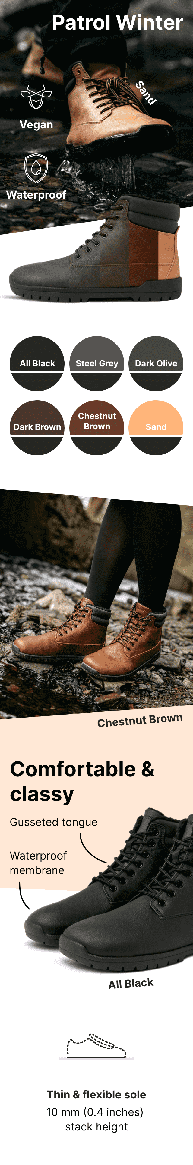 Black steel top patrolling boot