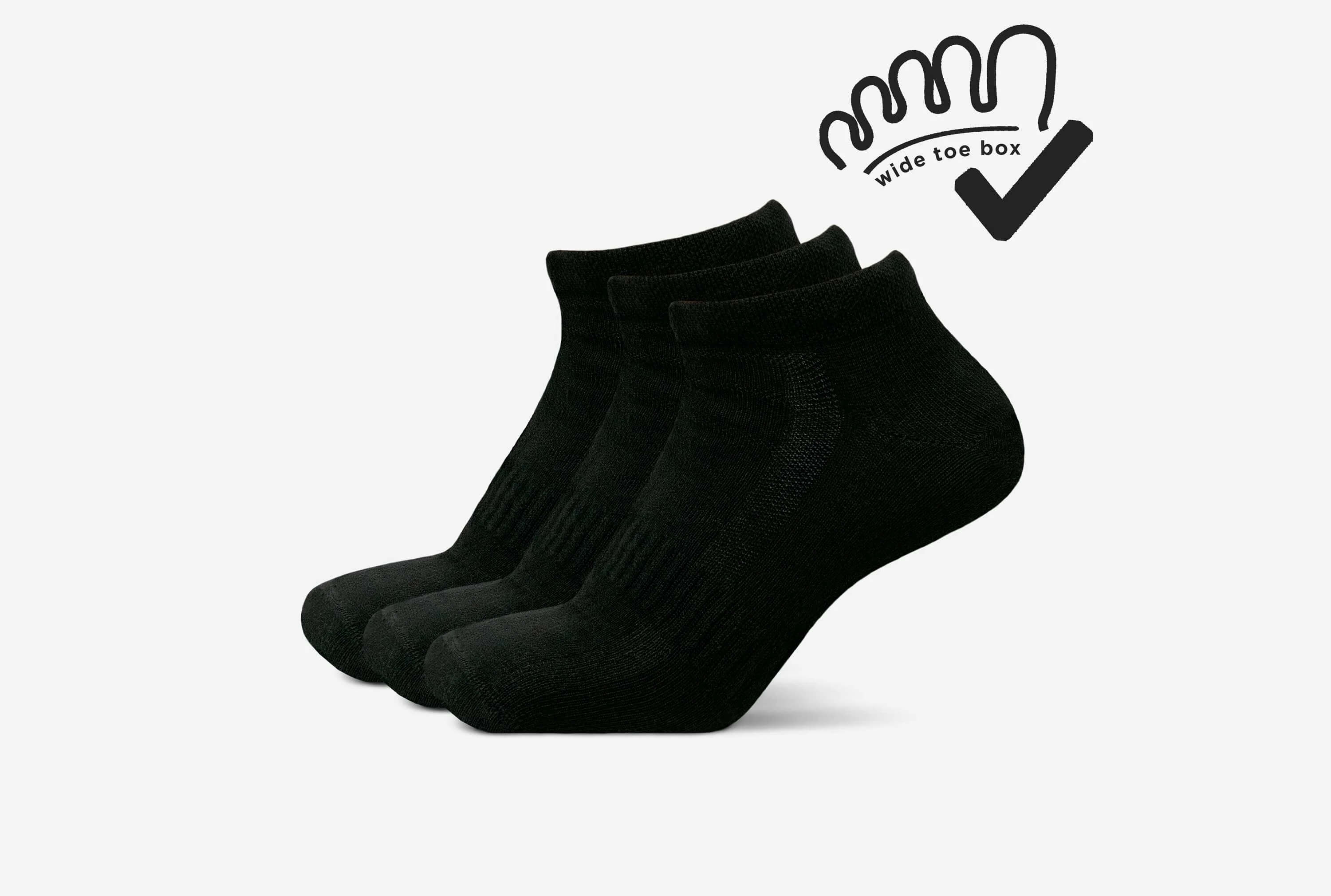 Sneaker Socks Wide Toe Box (3 Pair Pack) - Black