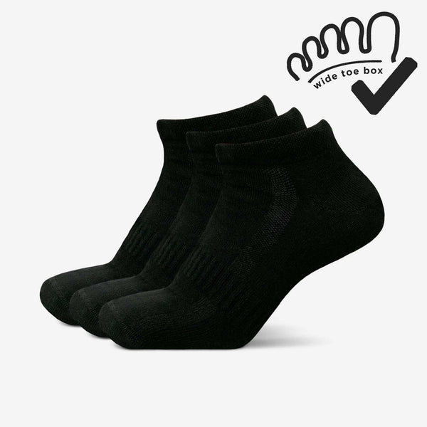 Sneaker Socks Wide Toe Box (3 Pair Pack) - Black